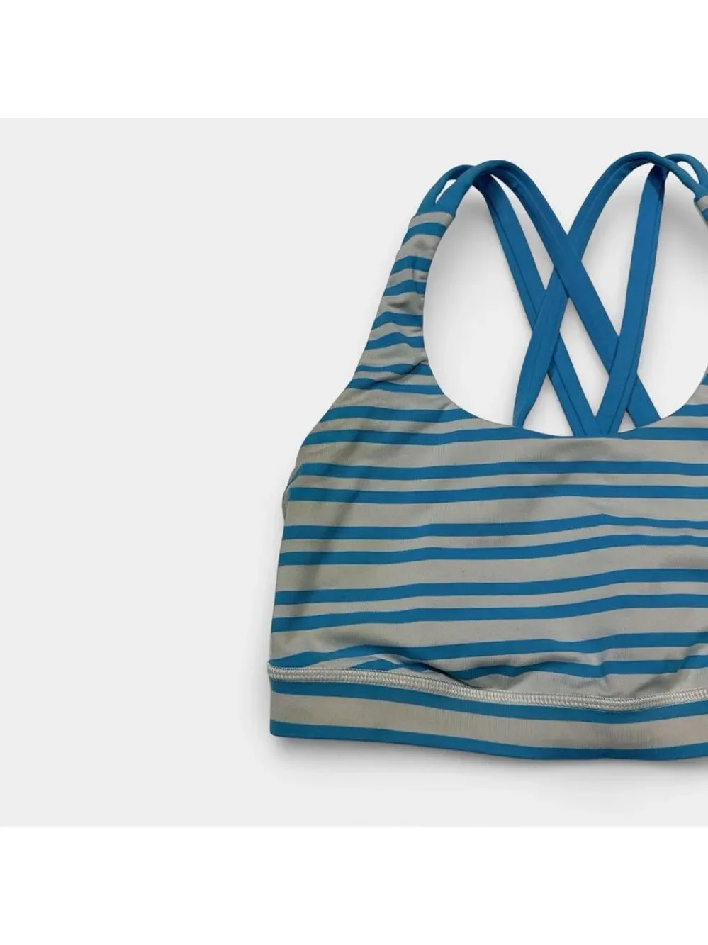 LULULEMON Energy Bra Twin Stripe Spry Blue Sports Bra, Athletic Bra, Sz 6 - Picture 3 of 13